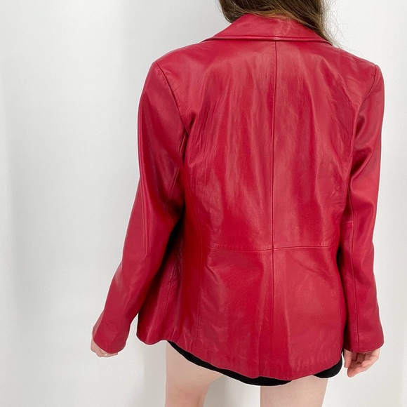 hot chili pepper red vtg leather jacket button up size 6 - Picture 6 of 11